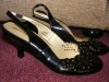 Size 5 ladies black slingback patent heels shoes NEW 