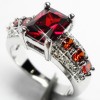 tempting Natural Ruby&Crystal 14k White Gold GP Rings 8 