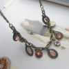 Antique Bronze Cuff Stone Red Drop Retro Necklace Z311 