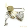 Korea Style Heart Key Bowknot Beads Brooches Pins New 