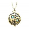 Golden Color Retro Gypsy Flower Pendant Long Necklace 