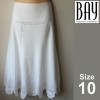 Long Flared Cotton SUMMER SKIRT - Size 10 - WHITE 