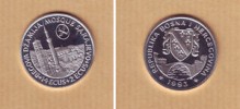 BOSNIA. SILVER 14+2 ECUS 1993 PROOF. UNCIRC. SEE PICS 