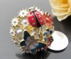 Fashion Glaze Flower Butterfly Ladybug Rings Adjustable 