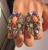 Vintage Exquisite Rhinestone Flower Dual Rings FREE 