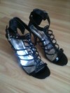 LADIES BLACK HIGH HEEL GLADIATOR SHOES UK SIZE 5 