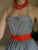 VTG 40s 50s NAUTICAL STRIPED LOLITA PIN UP SWING DRESS 