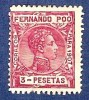 1907 Spain FERNANDO POO ED#164*  THREE PESETAS carmine 