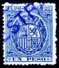 1896 FILIPINAS Telégr. ED#66N(*) UN PESO azul MUESTRA 