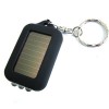 Black Solar Power rechargeble 3 LED Flashlight Keychain 