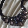 River Island Blue Ribbon And Gem Necklace 