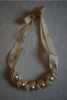 GORGEOUS H&M CHUNKY PEARL & RIBBON TIE NECKLACE  