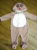 Unisex Baby Christmas Rudolph all in one body suit outfit with antlers and feet 