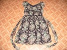 PRIMARK GREEN & BLACK FLORAL FLOATY (& LINED) DRESS SIZE 12 