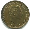 5 CENTIMOS COBRE ALFONSO XII OM 1879 BARCELONA S/C BRILLO ORIGINAL OPORTUNIDAD 