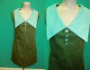 Adorable VTG 60s GREEN & TURQUOISE BiG Collar MOD Shift DRESS m 