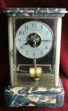 PENDULE BULLE CLOCK ANCIENNE VITREE 4 COTÉS SOCLE MARBRE  