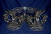 3 Piece Fostoria Baroque Flame Console Bowl & Triple Candle Holders~VGUC~NR 