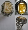 NEW! X'mas shell cameo B alphabet angel ster. 925 ring s8 