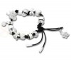 Handmade RealLeather White Bead European Charm Bracelet 