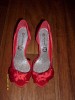 LADIES / GIRLS RED SATIN PEEP-TOE SHOES 