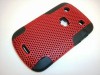 New BLACKBERRY 9900 9930 BLACK PERFORATED HYBRID SOFT COVER CASE ( Red / Black ) 