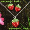 Crystal Strawberry Pendant Necklace Earring Set T238Q 