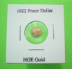 1922 Peace Dollar New HGE Gold Mini Coin 