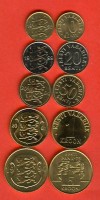 ESTONIA 0.10,0.20,0.50,1.00,5.00 SET 5 PC UNC ALL coins 