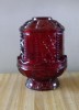 Indiana Glass Ruby Flash Stars & Bars Fairy Lamp 6 1/2