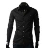 Mens Casual Slim Fit Stylish Dress Shirts -Black Asia M-US XS 