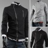 Men's Slim Fit Sexy Zips Top Designed Coat Jacket Dark gray US M-Asia XL 