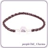 18cm leather silver European beads charm bracelet W86 