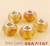 free B30464 brown 5pcs charms beads lampwork glass 4.5mm 08A7 hole  