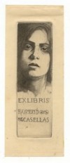 Ex Libris by A de Riquer Ladies head 