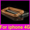 Clear Bumper Case Cover Skin+Metal Buttons For Apple iPhone 4 4G 4th IOS Orange 