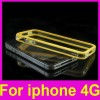 Clear Bumper Case Cover Skin+Metal Buttons For Apple iPhone 4 4G 4th IOS Yellow 