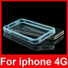 Clear Bumper Case Cover Skin+Metal Buttons For Apple iPhone 4 4G 4th IOS Sky Blu 