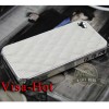 Mesh Deluxe Leather Chrome Cover Case For APPLEF Iphon 4 phone 4 phone4 White 