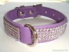 purple bling dog cat puppy pets rhinestone pu leather gift new collar 9