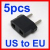 New 5pcs/Lot US USA to EU European Travel Plug Adapter Adaptor Converter Black 