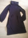 Plum Purple Poloneck Dress with Pockets and Long Balloon Puff Sleeve Size 12 