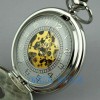 New Shiny Silver See Through Mechanical Pocket Watch 