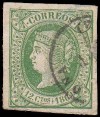 Spain Scott #  63, 12¢ green (1864) Queen Isabella II, Used 