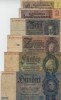 Lot / Set GERMAN WWII THIRD REICH BILLS, WITH 1 BIG BLUE SWASTIKA BILL 