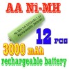 12x AA 3000mAH 1.2V NiMH Rechargeable Battery GRN 