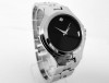 NEW LADIES SILVER DESIGNER STYLE WATCH BLACK FACE 