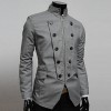 (SDF) THELEES Mens casual vintage button pt zipper blazer jacket Blazer Coat 