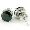 Black Cubic Zirconia Round Stud White Gold Plated Earrings 6mm E050 