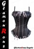 #066 Sexy Victorien Dentelle Noir & Rose Overbust Strap Corset Bustier #40 L 